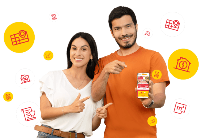 Pareja feliz con su nueva propiedad